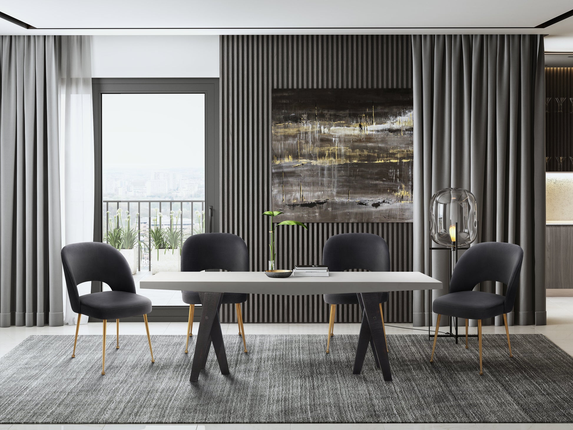 Swell Performance Velvet Dining Chair - Dark Grey - Image 2