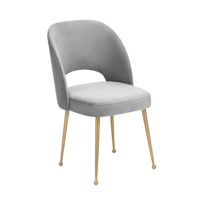 Swell Performance Velvet Dining Chair - Light Grey - Image 1