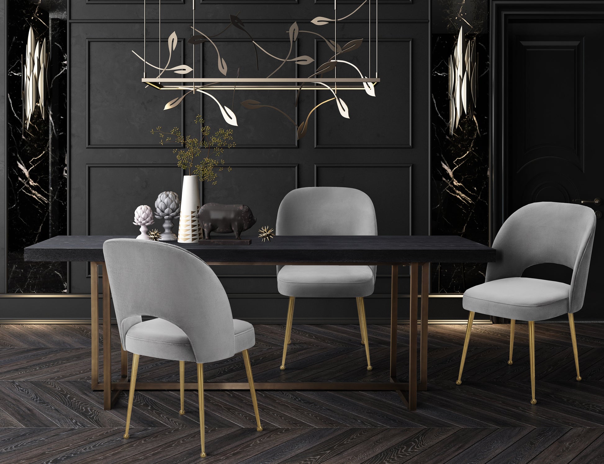 Swell Performance Velvet Dining Chair - Light Grey - Image 2