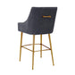Beatrix Pleated Performance Velvet Stool - Grey / Bar Height - Image 4