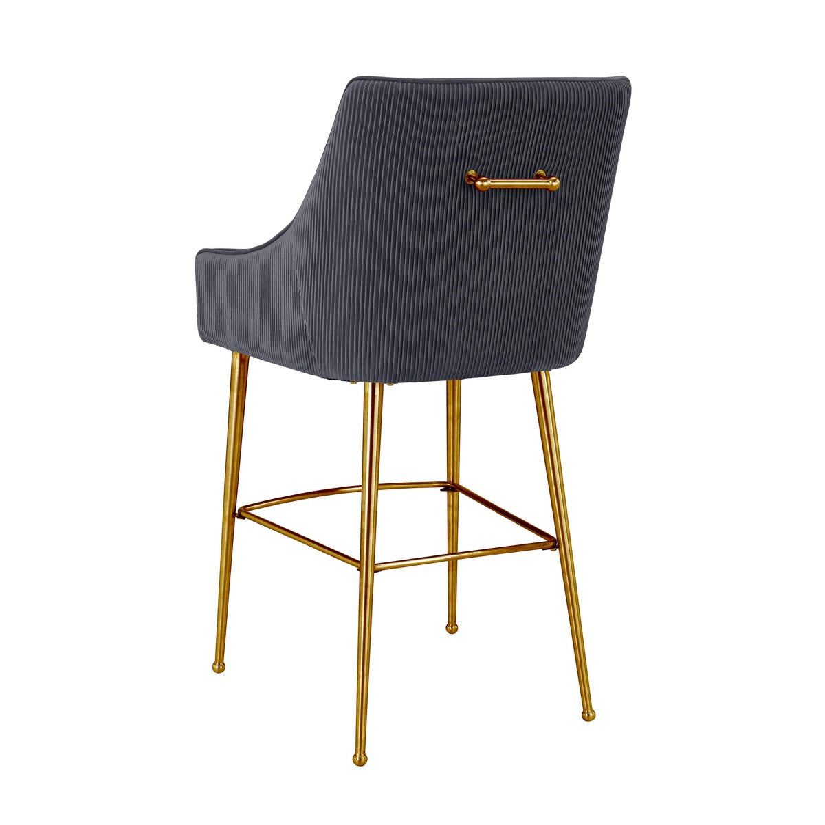 Beatrix Pleated Performance Velvet Stool - Grey / Bar Height - Image 4
