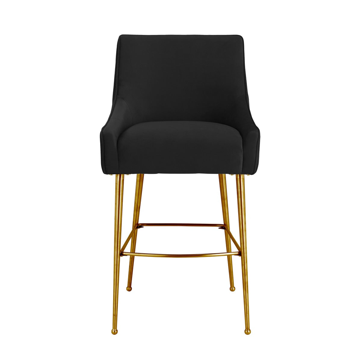 Beatrix Pleated Performance Velvet Stool - Black / Bar Height - Image 3