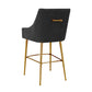Beatrix Pleated Performance Velvet Stool - Black / Bar Height - Image 4