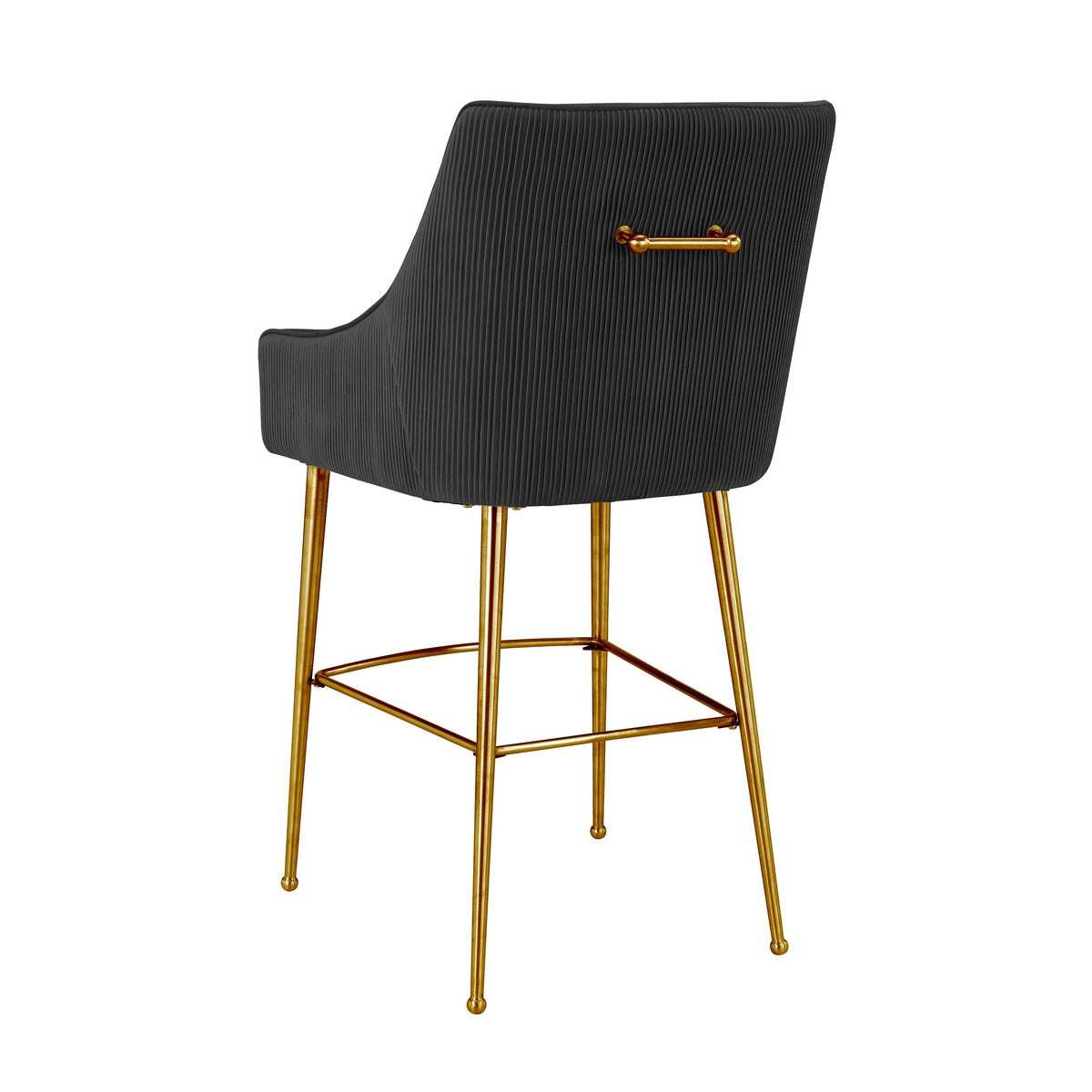 Beatrix Pleated Performance Velvet Stool - Black / Bar Height - Image 4