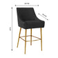 Beatrix Pleated Performance Velvet Stool - Black / Bar Height - Image 6