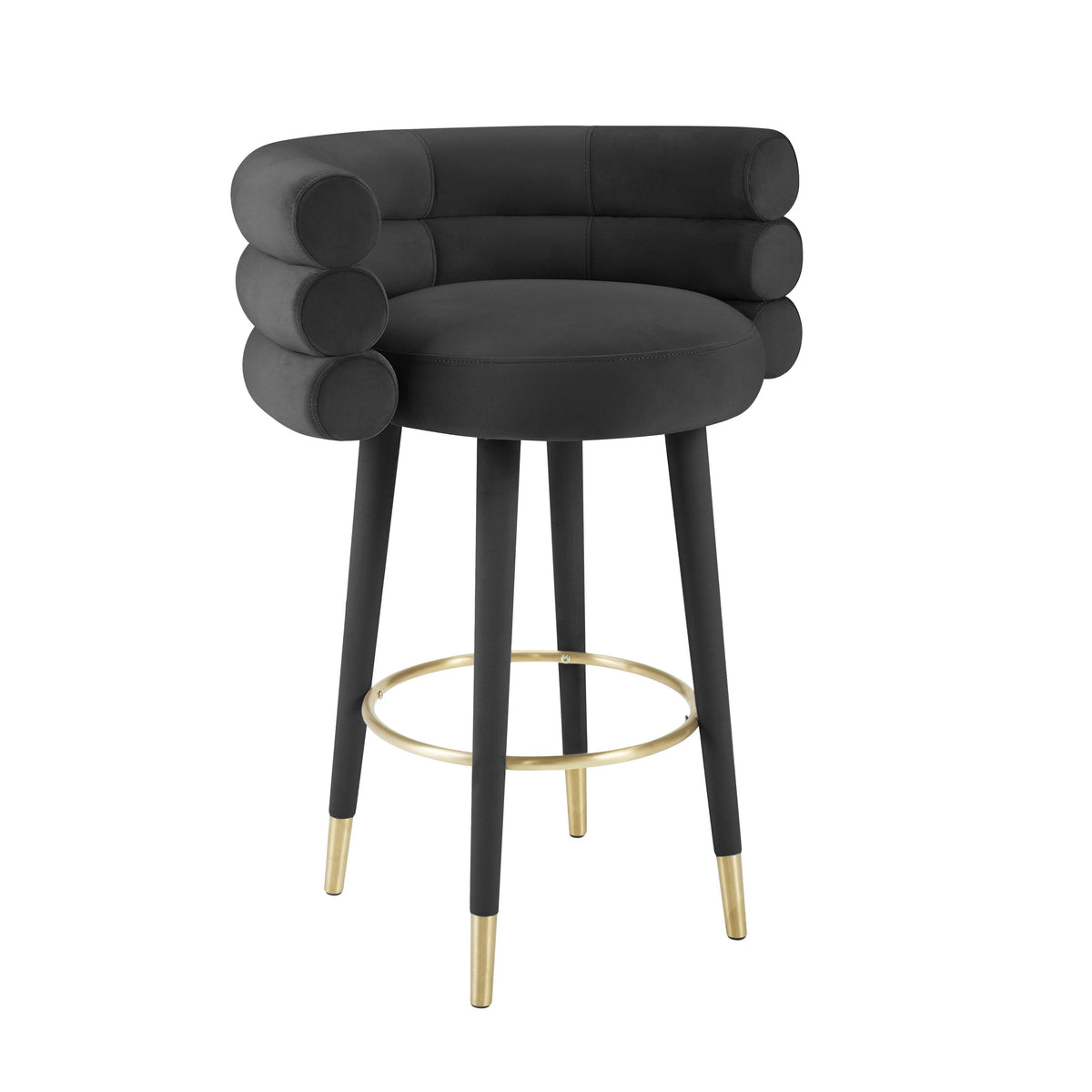 Betty Performance Velvet Stool - Black / Bar Height - Image 2