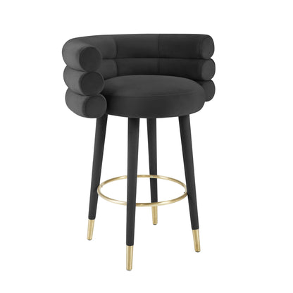 Betty Performance Velvet Stool - Black / Bar Height - Image 2