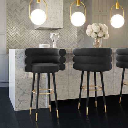 Betty Performance Velvet Stool - Black / Bar Height - Image 1