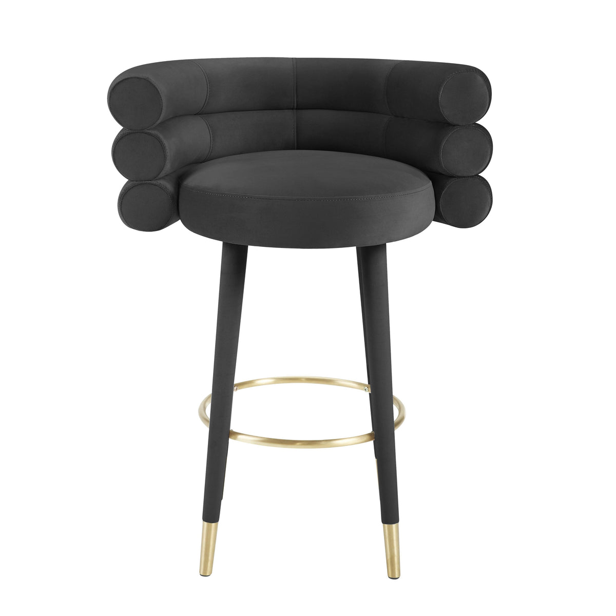 Betty Performance Velvet Stool - Black / Bar Height - Image 3