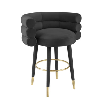 Betty Performance Velvet Stool - Black / Counter Height - Image 1