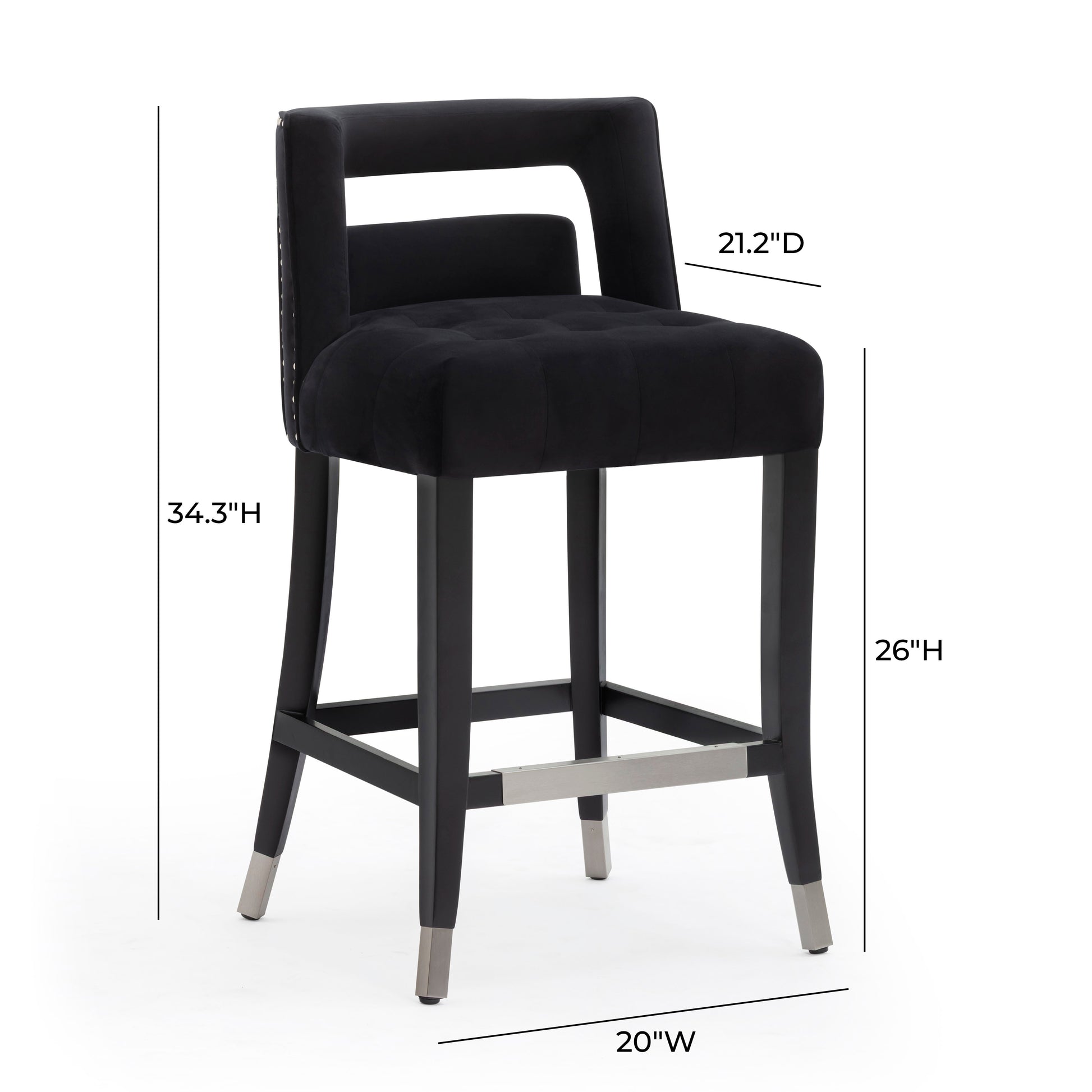Hart Performance Velvet Stool - Black / Counter Height - Image 6