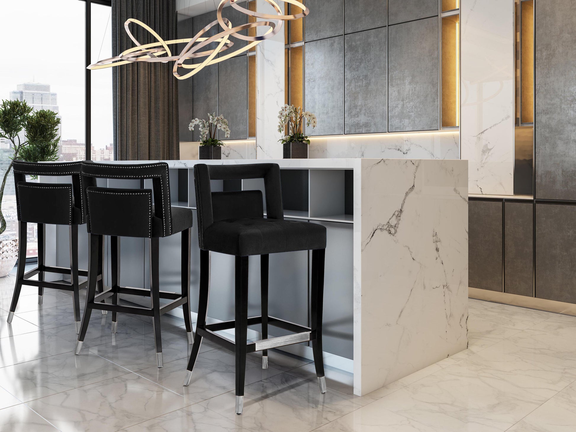 Hart Performance Velvet Stool - Black / Counter Height - Image 2