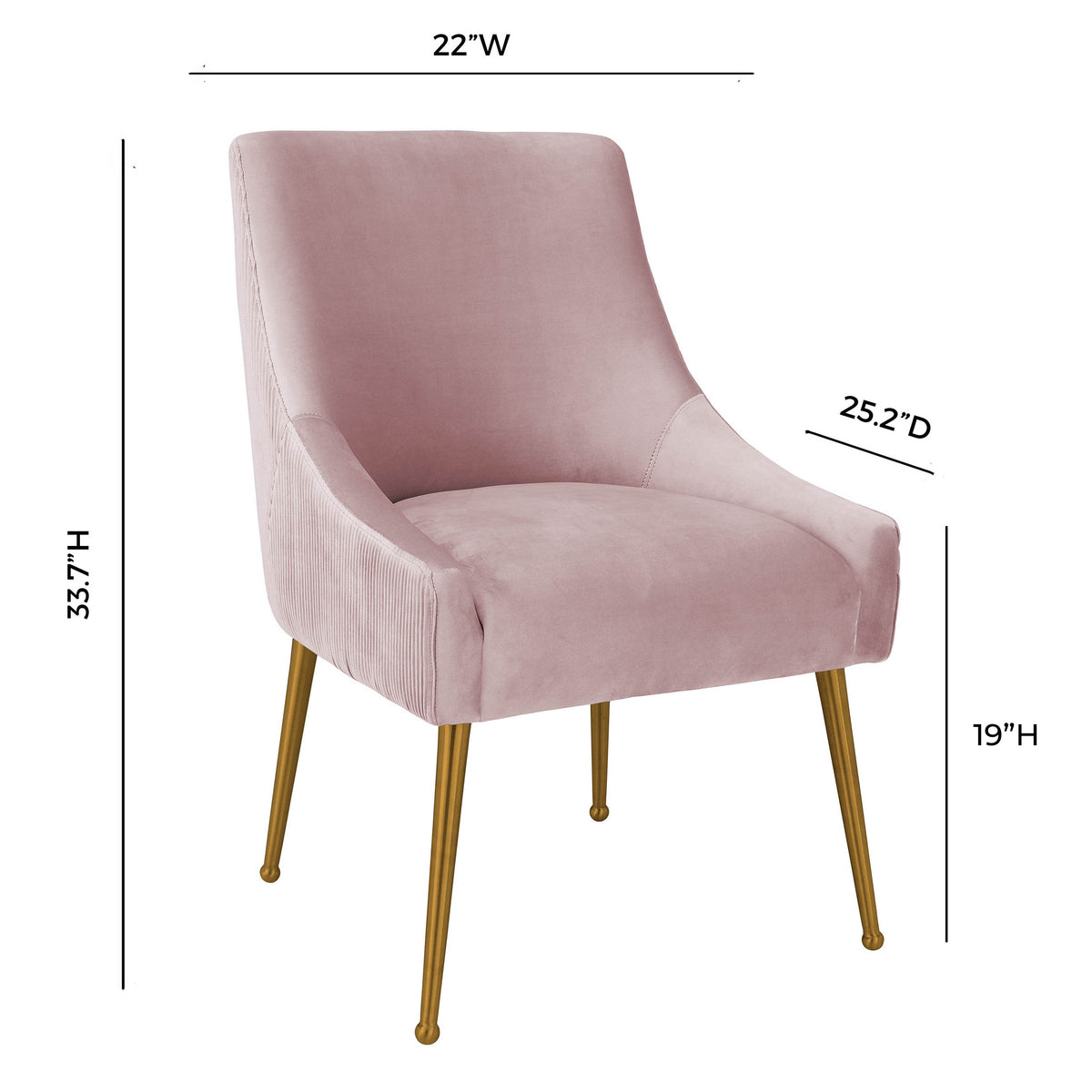 Beatrix Pleated Performance Velvet Dining Chair - Mauve - Image 7