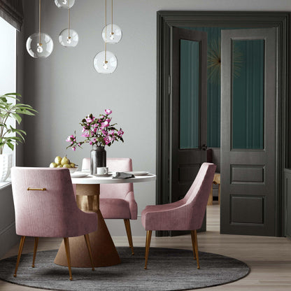 Beatrix Pleated Performance Velvet Dining Chair - Mauve - Image 1
