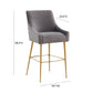 Beatrix Performance Velvet Stool - Dark Grey / Counter Height - Image 6