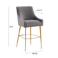 Beatrix Performance Velvet Stool - Dark Grey / Bar Height - Image 6
