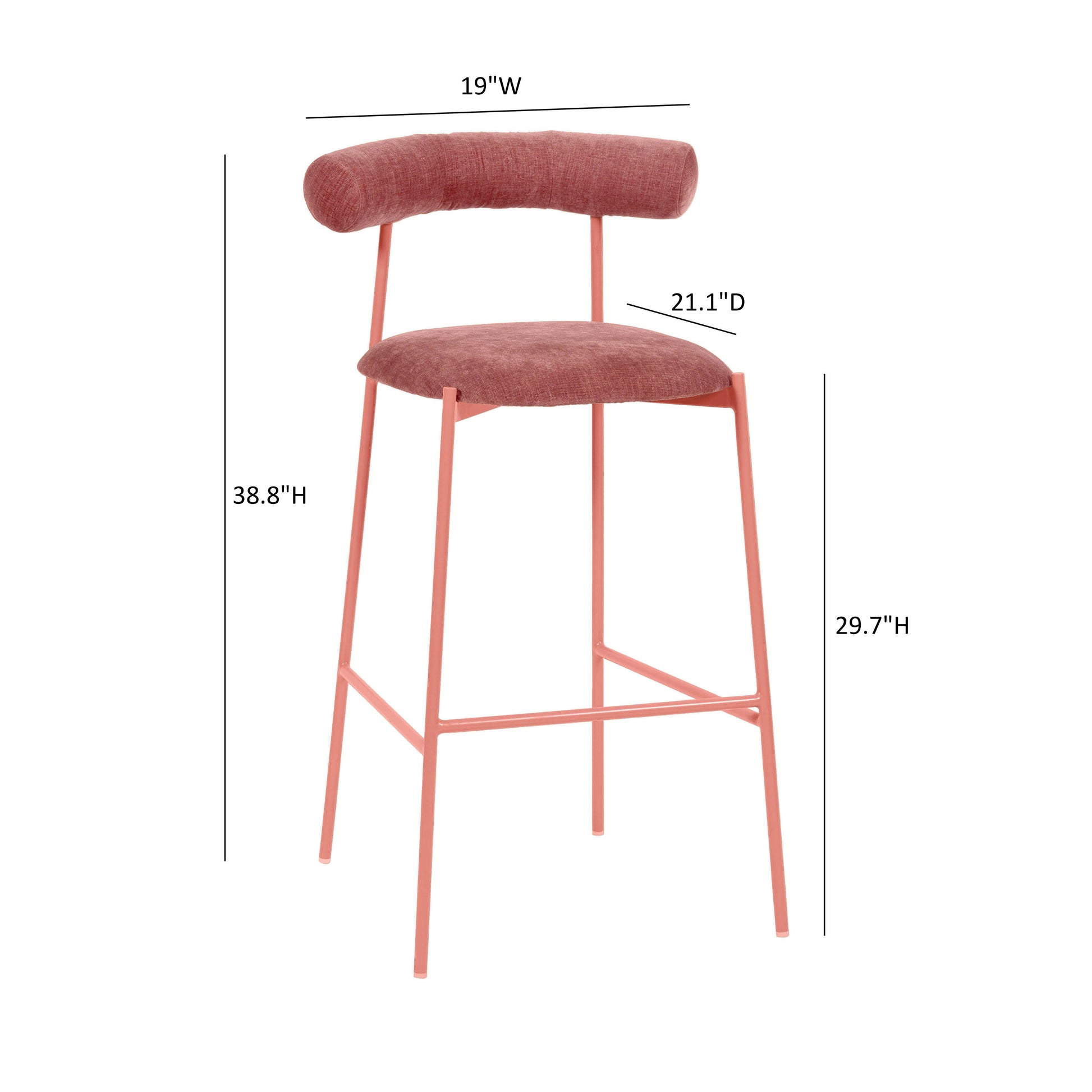 Liliana Performance Velvet Stool - Mauve / Bar Height - Image 6