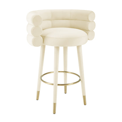 Betty Performance Velvet Stool - Cream / Bar Height - Image 1
