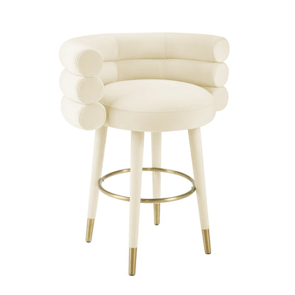 Betty Performance Velvet Stool - Cream / Counter Height - Image 1