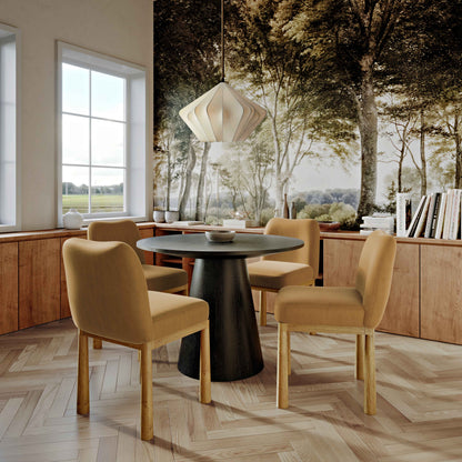 Tiara Performance Velvet and Oak Dining Chair - Cognac - Image 1