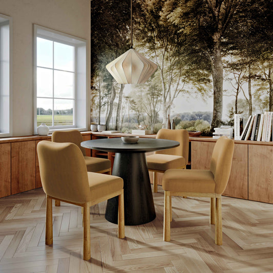 Tiara Performance Velvet and Oak Dining Chair - Image 2