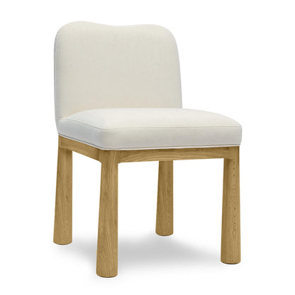 Tiara Performance Velvet and Oak Dining Chair - Cream - Image 1