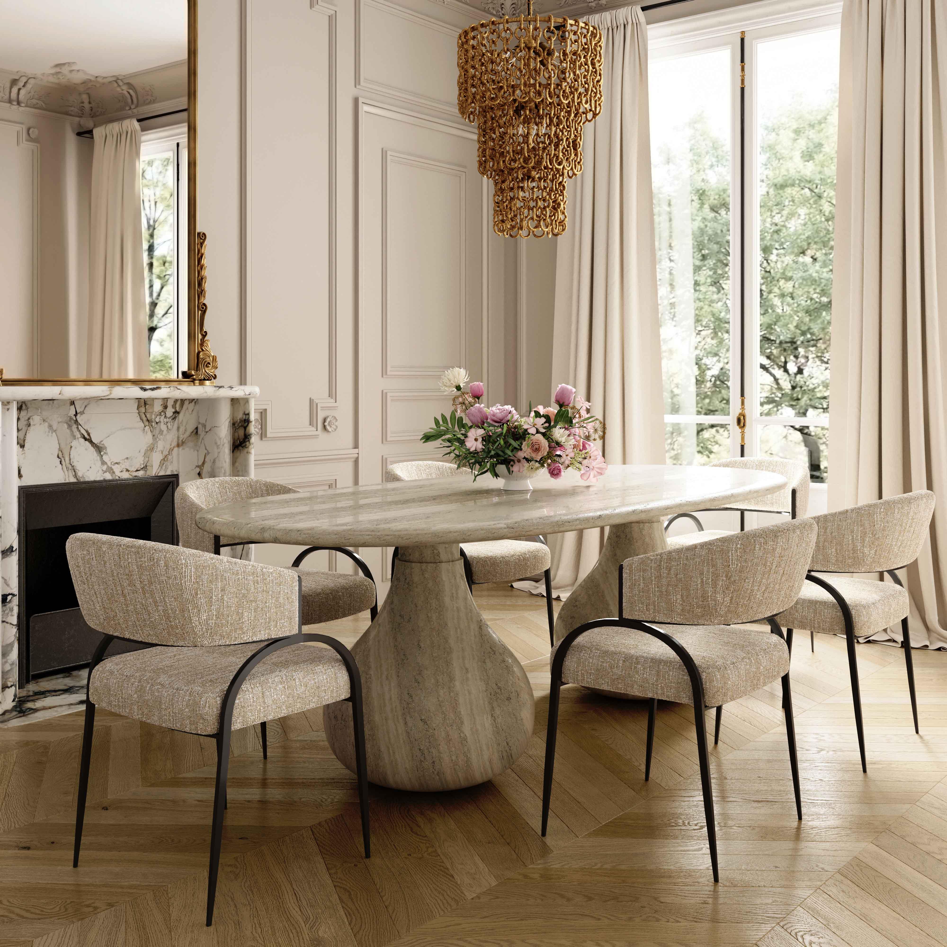 Tatum Taupe Textured Performance Boucle Dining Chair | TOV Furniture