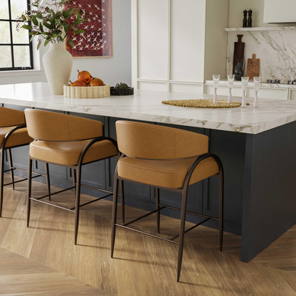 Tatum Performance Vegan Leather Counter Stool - Tan - Image 1