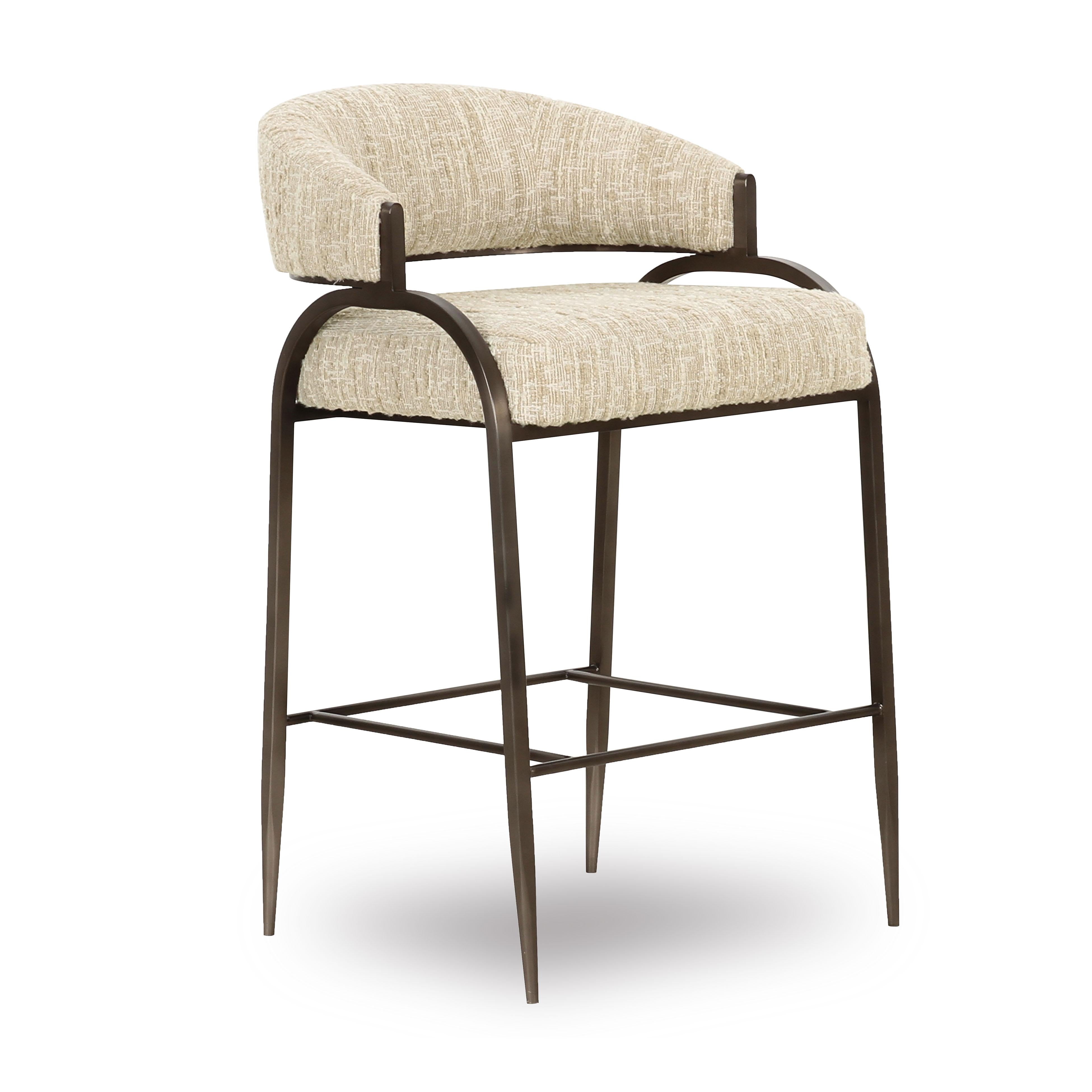 Tatum Taupe Textured Performance Boucle Counter Stool | TOV Furniture