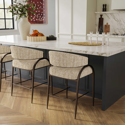 Tatum Taupe Textured Performance Boucle Counter Stool - Default Title - Image 1