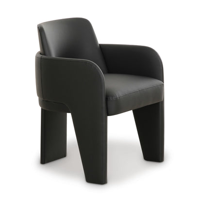 Leo Performance Vegan Leather Dining Chair - Black - Image 2