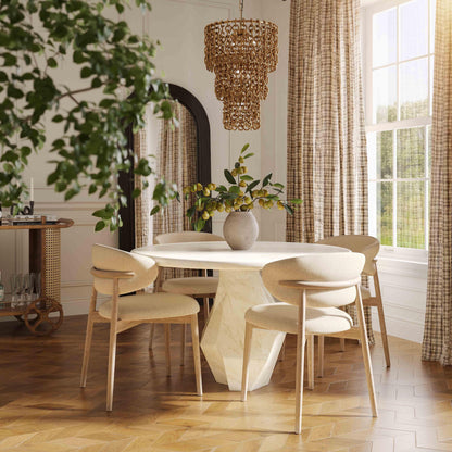 Zinea Performance Textured Velvet Dining Chair - Cream - Image 1