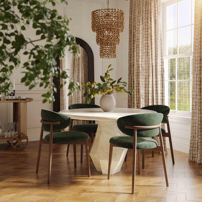 Zinea Performance Textured Velvet Dining Chair - Forest Green - Image 1