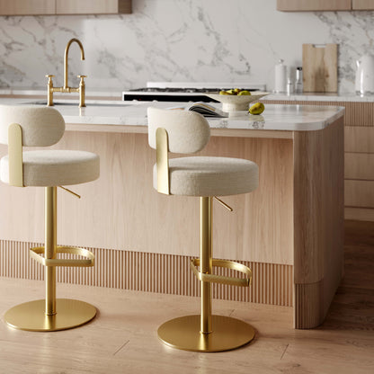 Primrose Cream Textured Performance Fabric Adjustable Stool - Default Title - Image 1