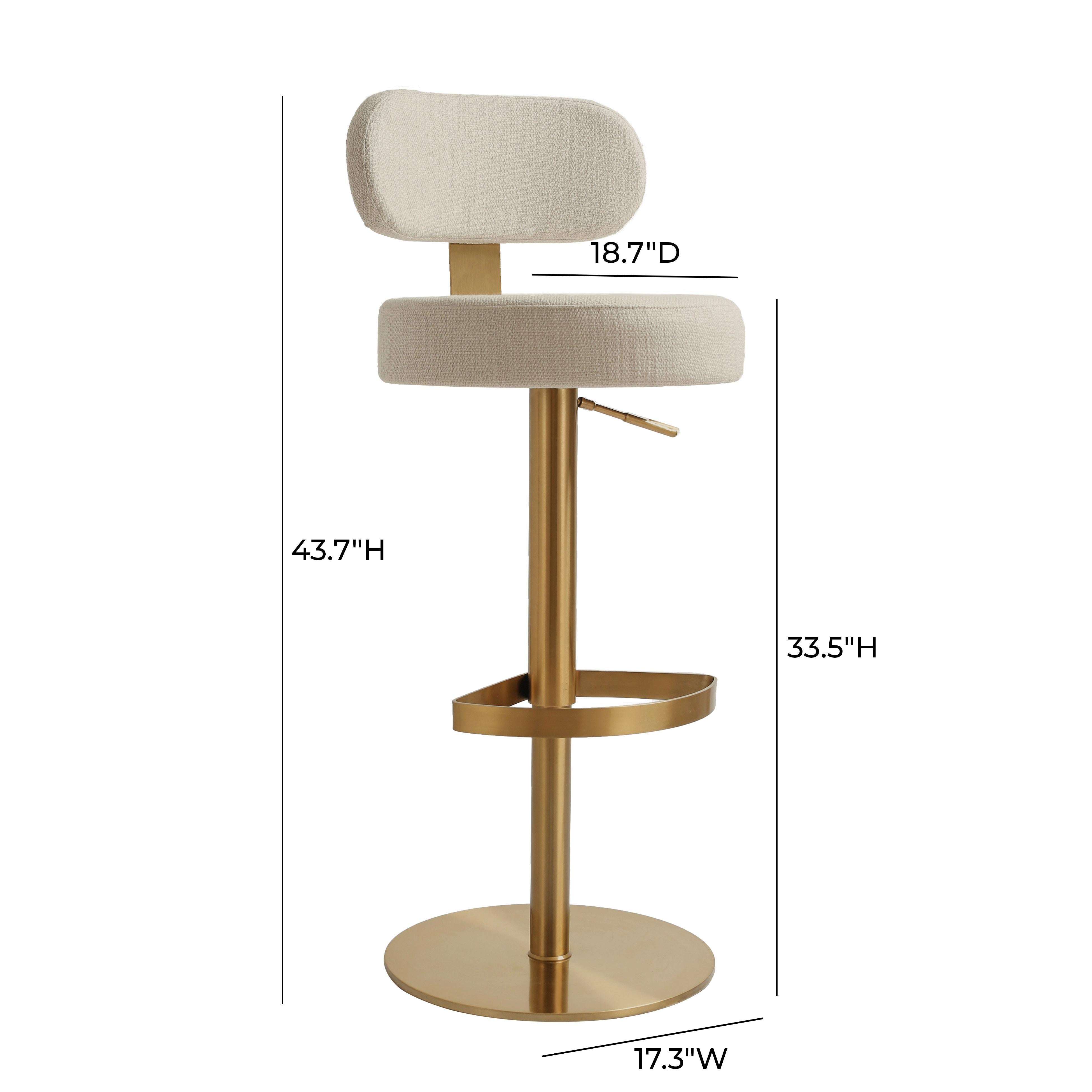 Primrose Cream Textured Performance Fabric Adjustable Stool | TOV