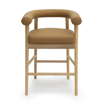 Spara Performance Vegan Leather Counter Stool - Cognac - Image 1