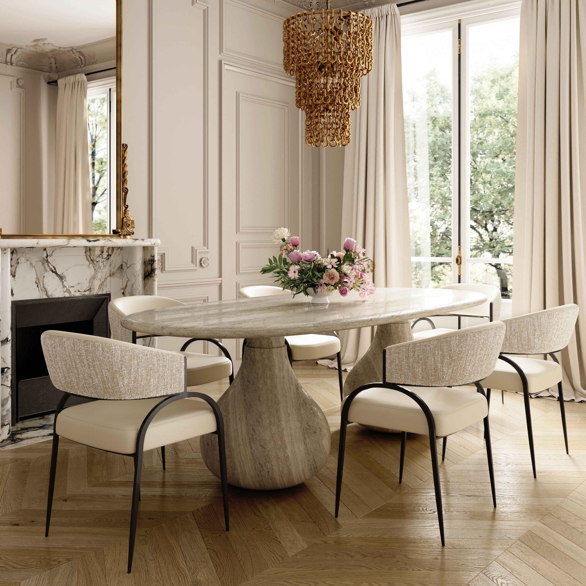 Tatum Vegan Leather 2-Tone Dining Chair TOV Furniture