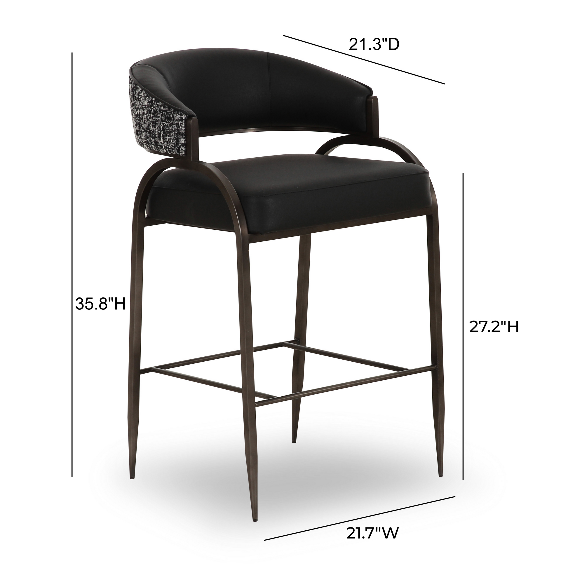 Tatum 2-Tone Performance Vegan Leather Counter Stool - Black - Image 6