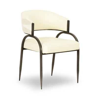 Tatum Cream 2-Tone Performance Vegan Leather and Jacquard Dining Chair - Image 1