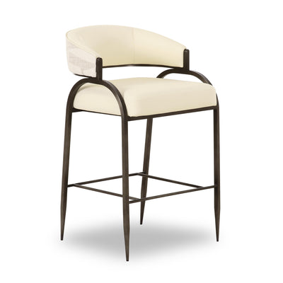 Tatum Cream 2-Tone Performance Vegan Leather and Jacquard Counter Stool - Image 1