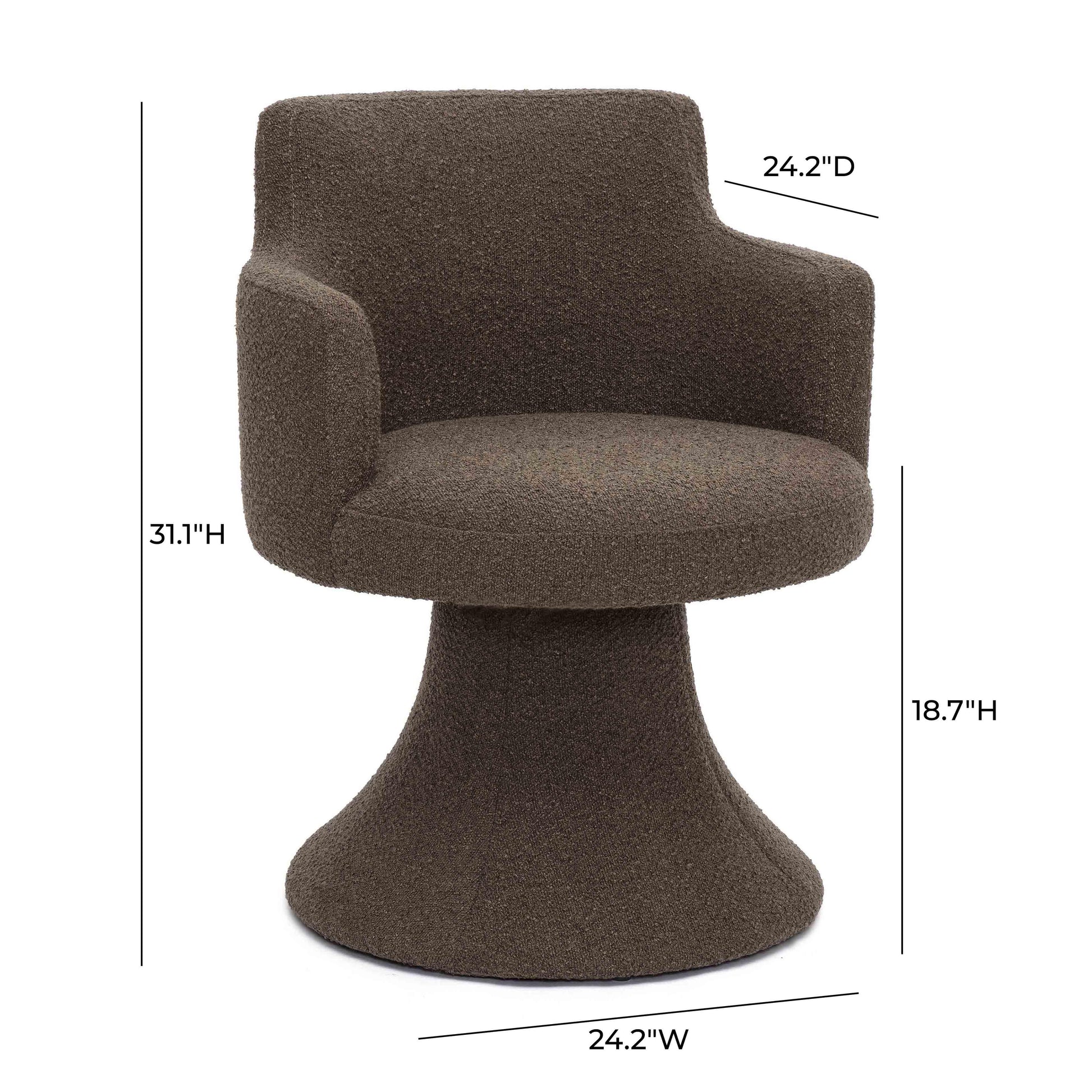 Jeffree Performance Boucle Swivel Dining Chair - Chocolate Brown - Image 4