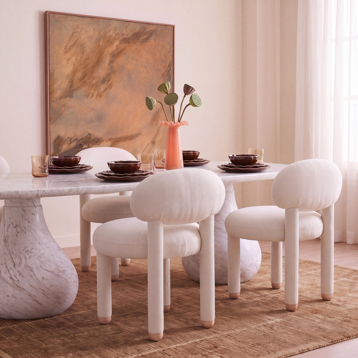 Manu Performance Fabric Side Chair - Cream - Image 2