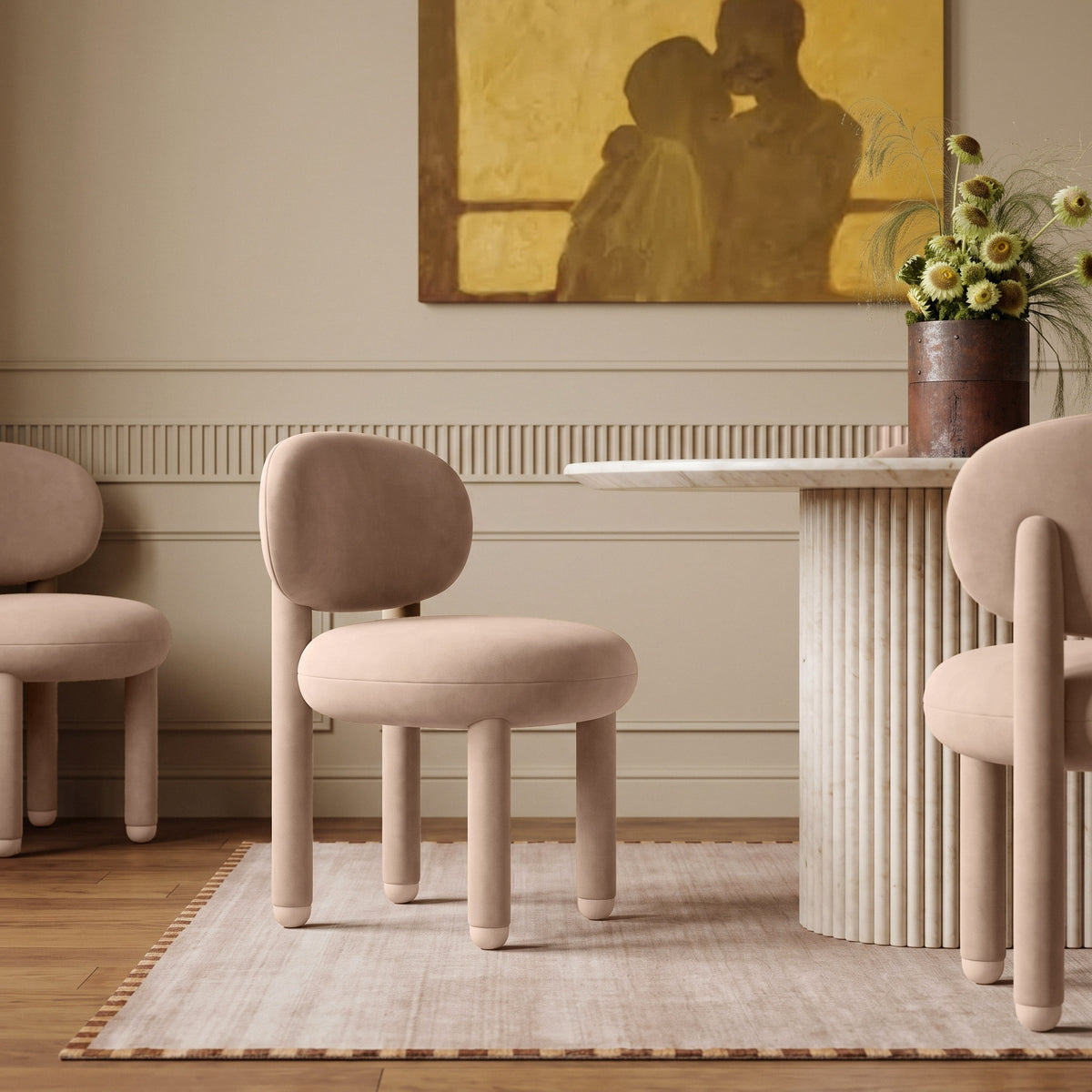 Manu Performance Fabric Side Chair - Tan - Image 2