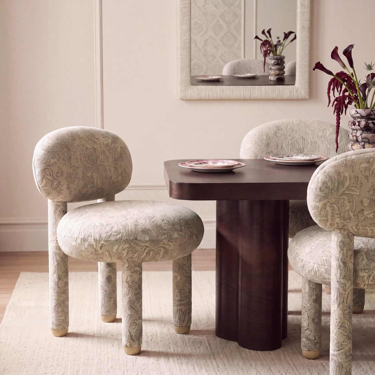 Manu Performance Fabric Side Chair - Neutral Floral - Image 2