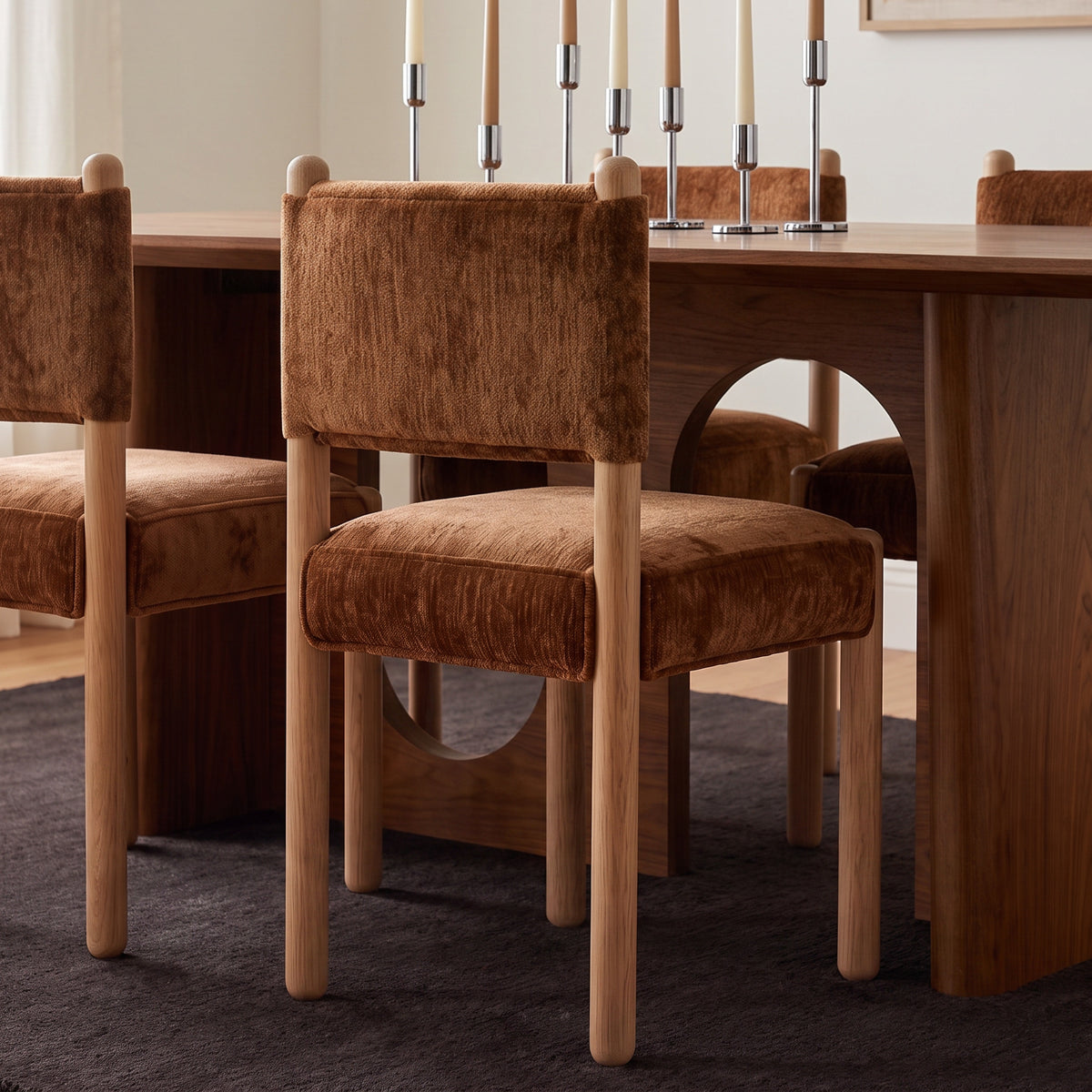 Bruno Thick Performance Chenille Straight Back Dining Chair - Bronze - Image 2