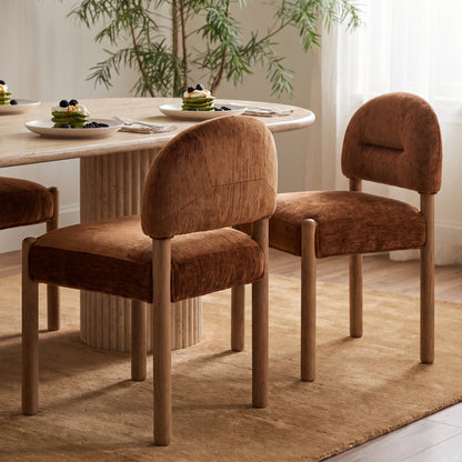 Bruno Thick Performance Chenille Arched Back Dining Chair - Bronze - Image 1