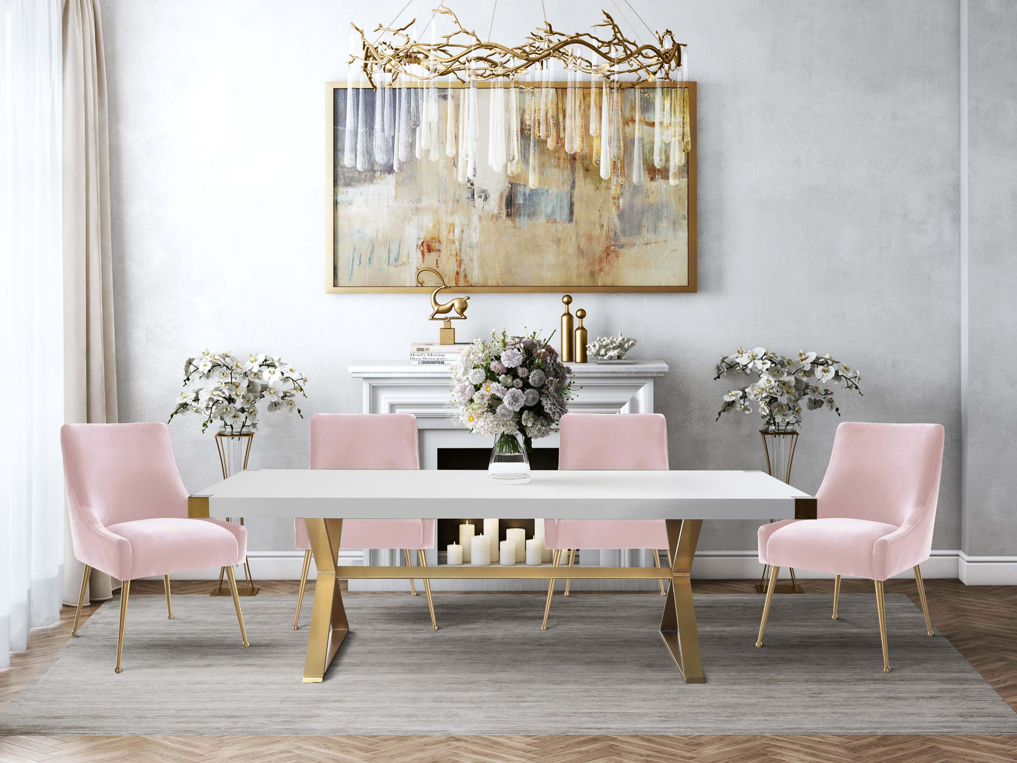 Beatrix Performance Velvet Dining Chair - Blush - Image 2