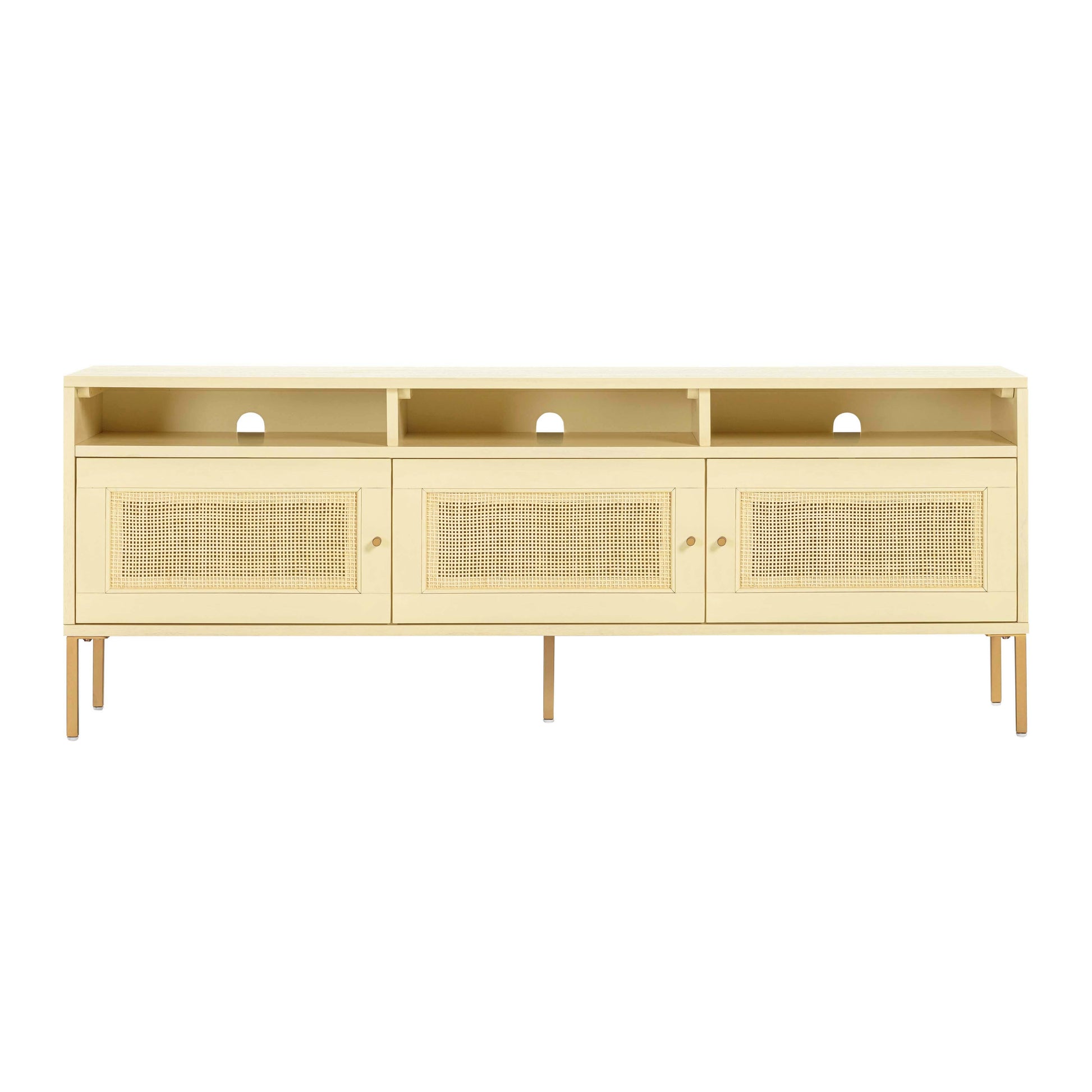 Sierra 65" Cane Media Console - Buttermilk - Image 1