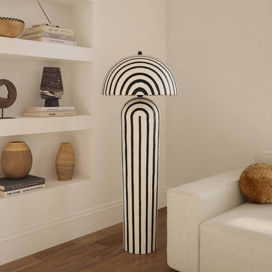 Maiori Black Striped Papier Mache Floor Lamp - Image 2