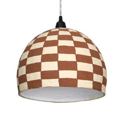 Taurus White and Terracotta Cotton Mache Pendant Lamp - Default Title - Image 2